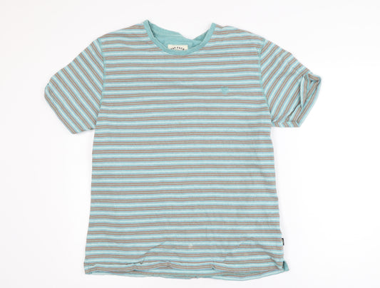 Fat Face Mens Blue Striped Cotton Crew Neck T-Shirt Size L Regular