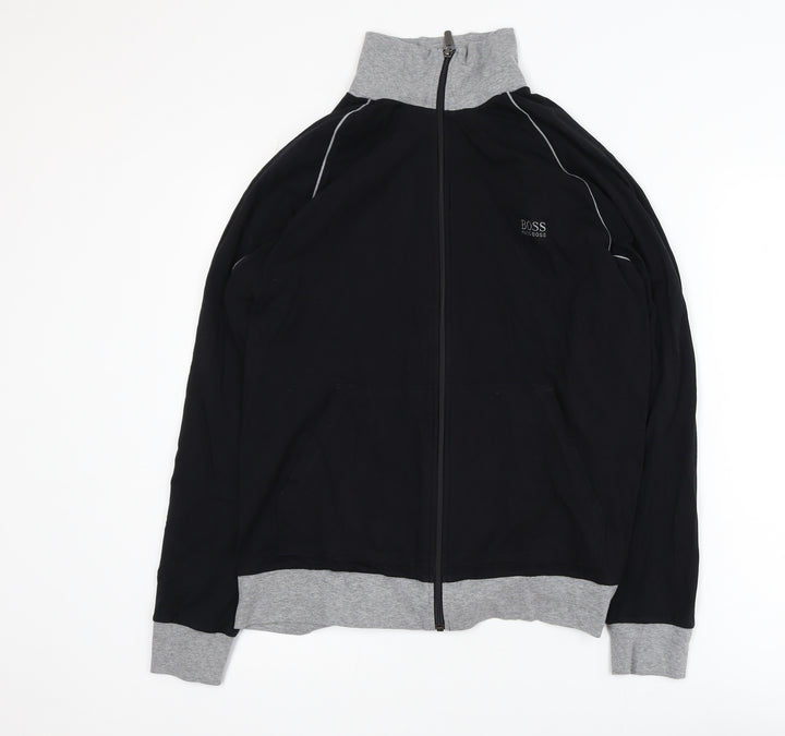 Hugo Boss Mens Black Track Jacket Medium Full Zip Athletic Style