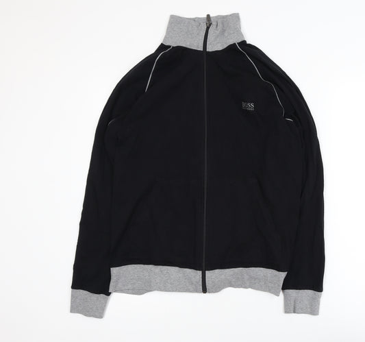 Hugo Boss Mens Black Track Jacket Medium Full Zip Athletic Style