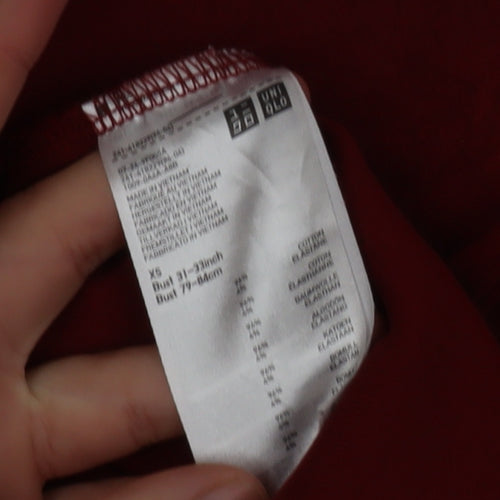 Uniqlo Womens Red Roll Neck Long Sleeve Jersey Top XS