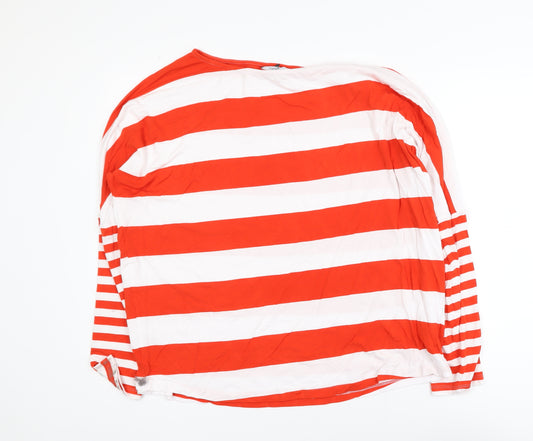 Next Women Red White Striped Long Sleeve Relaxed Fit T-Shirt Size 20