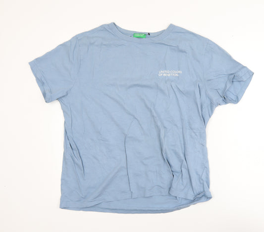 United Colors of Benetton Men’s Blue 2XL Cotton Crew Neck T-Shirt