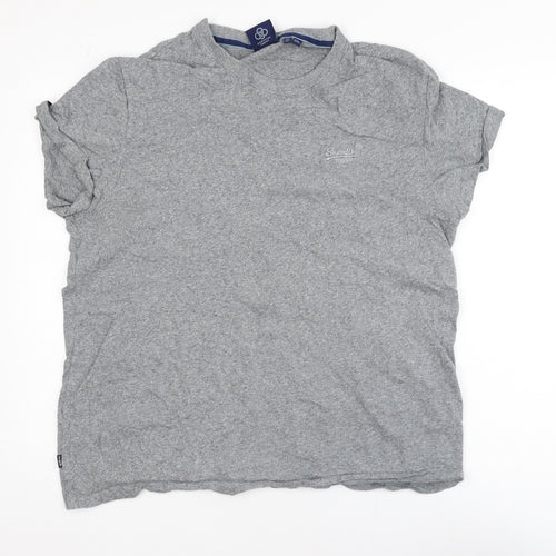 Superdry Men's Grey 2XL Organic Cotton Crew Neck T-Shirt