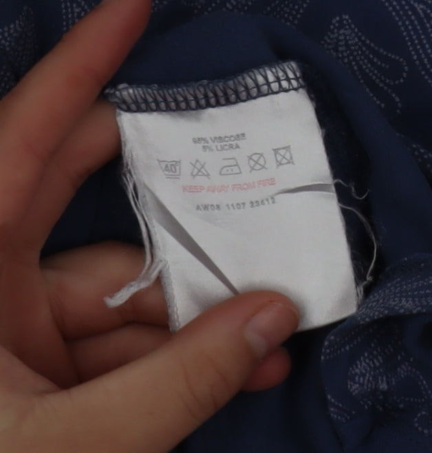 White Stuff Women's Blue 3/4 Sleeve Tunic Blouse Size 8