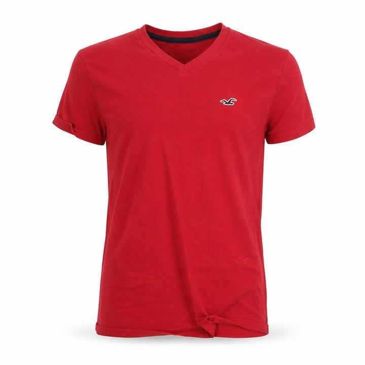 Hollister Men's Red Slim Fit V-Neck Short Sleeve Cotton T-Shirt Size S