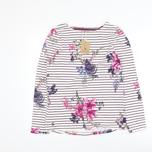 Joules Women’s Multicoloured Floral Striped Cotton Long Sleeve T-Shirt Size 8