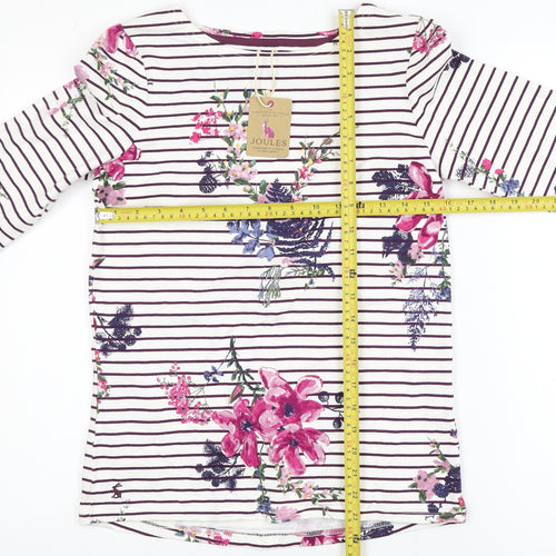 Joules Women’s Multicoloured Floral Striped Cotton Long Sleeve T-Shirt Size 8