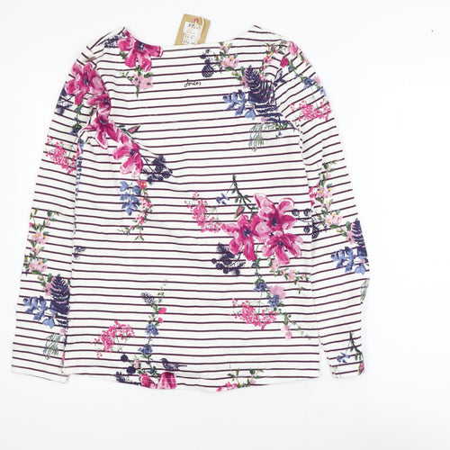 Joules Women’s Multicoloured Floral Striped Cotton Long Sleeve T-Shirt Size 8