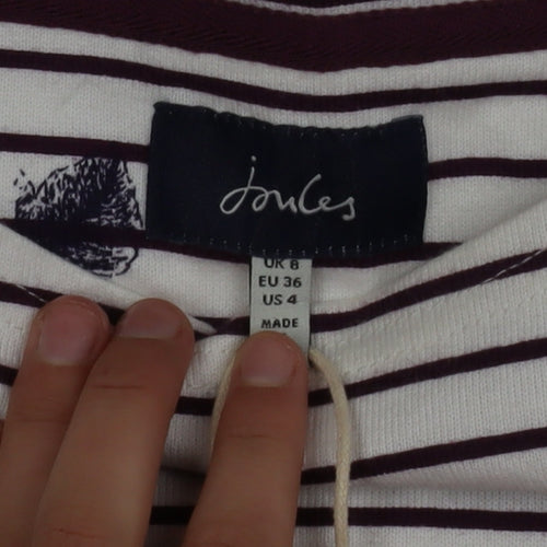 Joules Women’s Multicoloured Floral Striped Cotton Long Sleeve T-Shirt Size 8