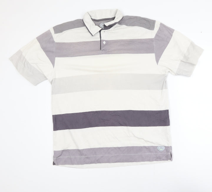 Callaway Mens Grey Striped X Series Golf Polo Shirt L