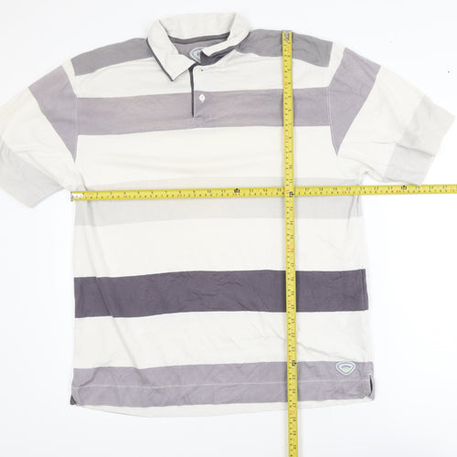 Callaway Mens Grey Striped X Series Golf Polo Shirt L