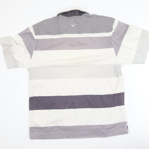 Callaway Mens Grey Striped X Series Golf Polo Shirt L