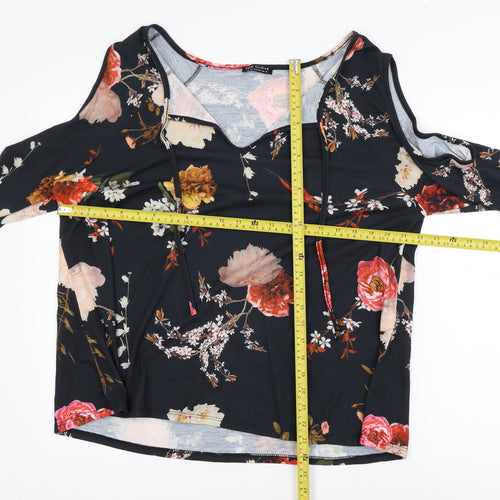 Pink Clove Women’s Multicoloured Floral Cold Shoulder Blouse UK 22