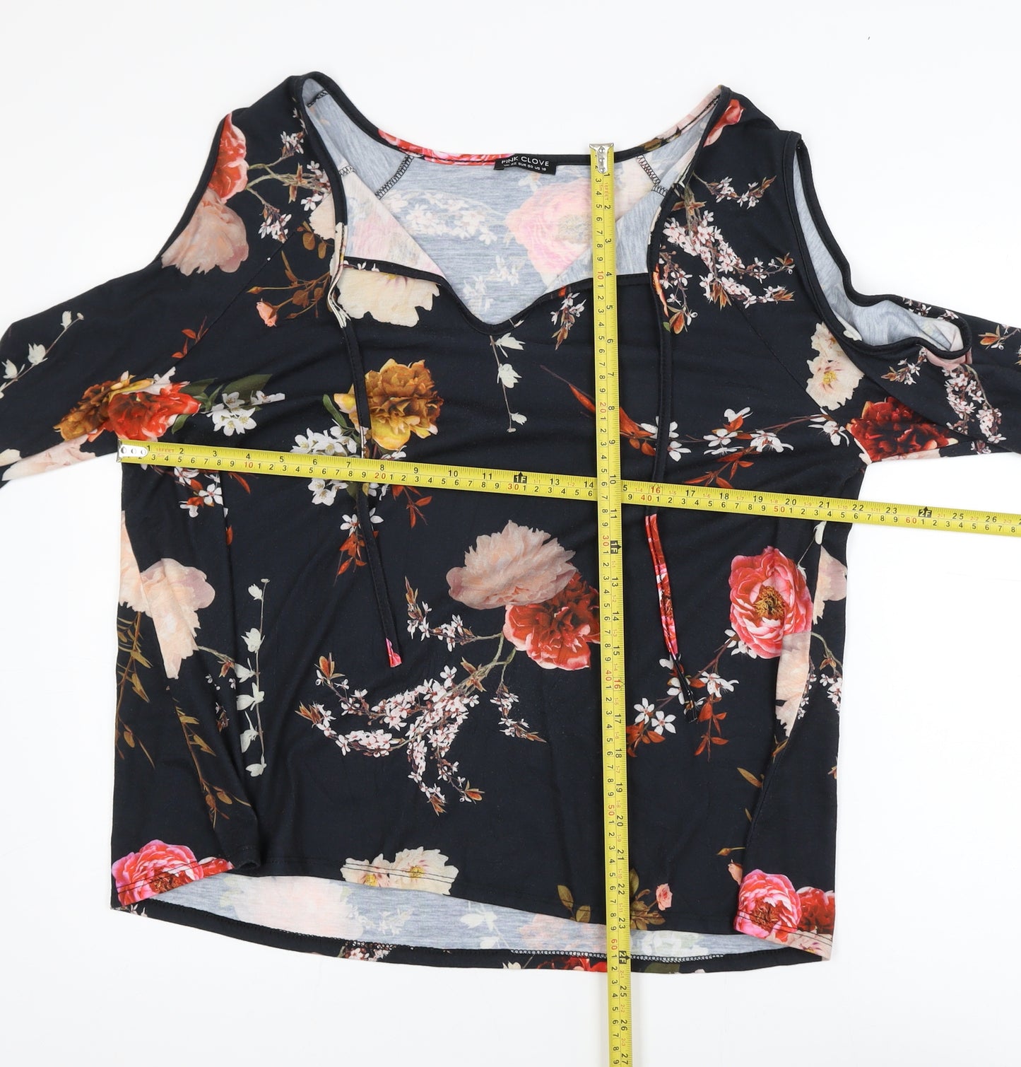 Pink Clove Women’s Multicoloured Floral Cold Shoulder Blouse UK 22