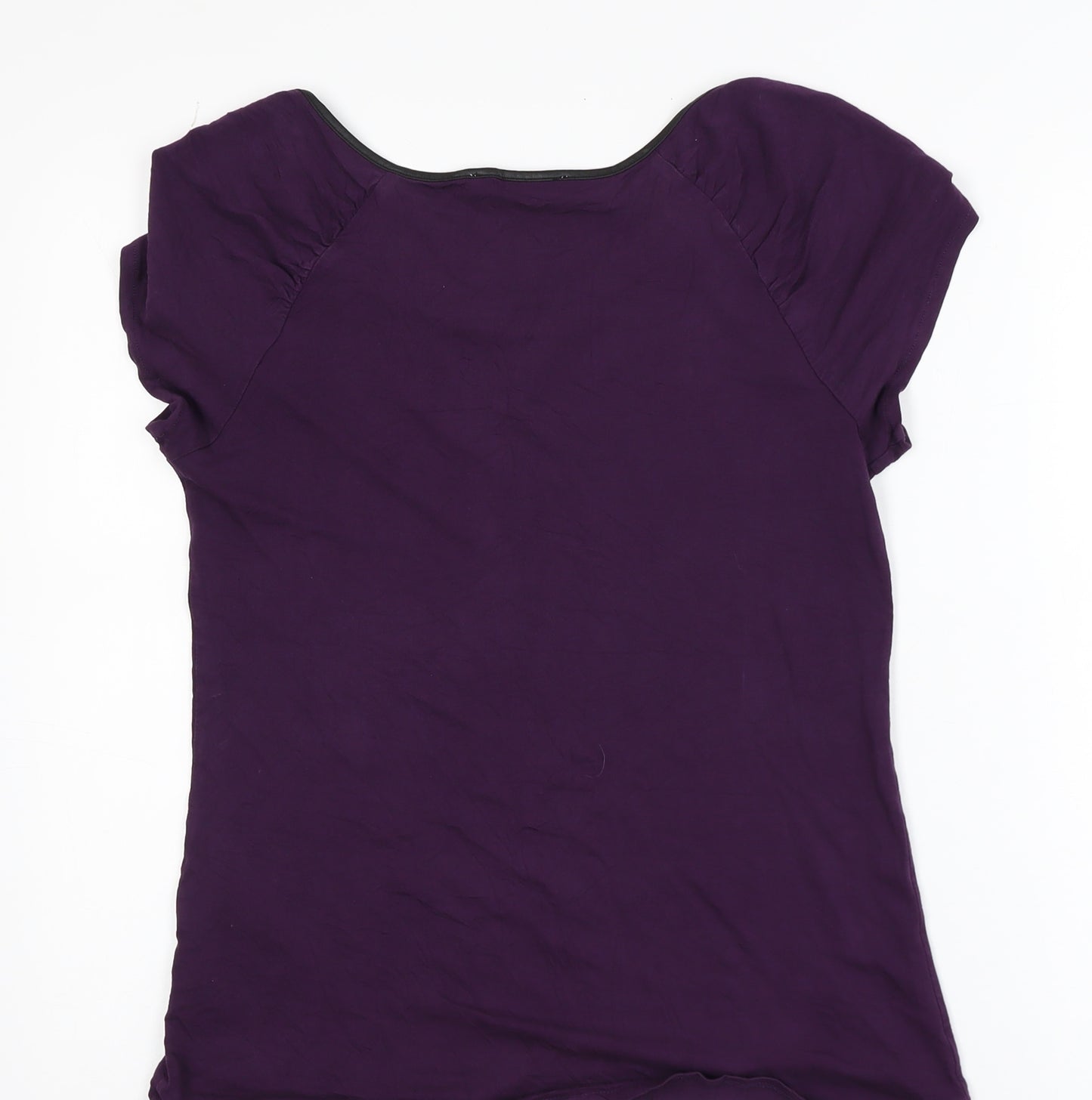 Oasis Women's Purple Short Sleeve Zip Detail Viscose T-Shirt Size S