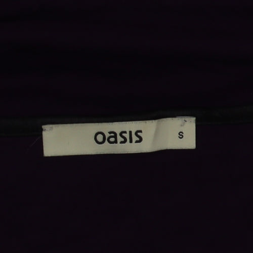 Oasis Women's Purple Short Sleeve Zip Detail Viscose T-Shirt Size S