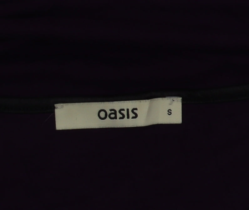 Oasis Women's Purple Short Sleeve Zip Detail Viscose T-Shirt Size S