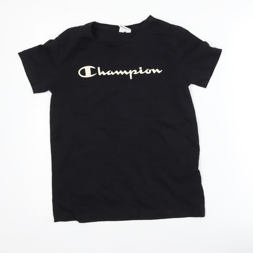 Champion Men's Black Small Logo Graphic Short Sleeve T-Shirt