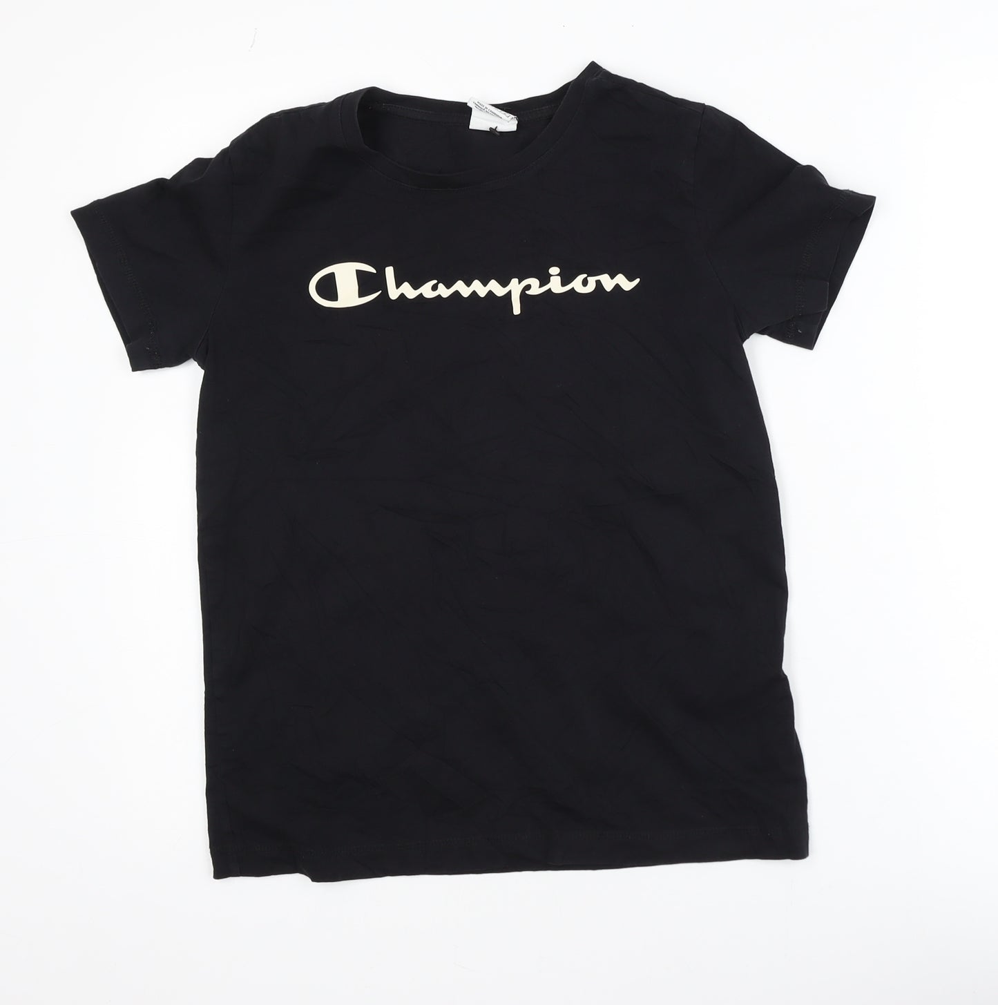 Champion Men's Black Small Logo Graphic Short Sleeve T-Shirt