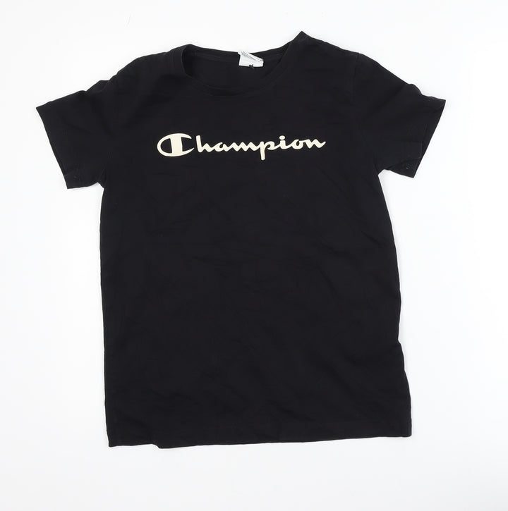 Champion Men's Black Small Logo Graphic Short Sleeve T-Shirt