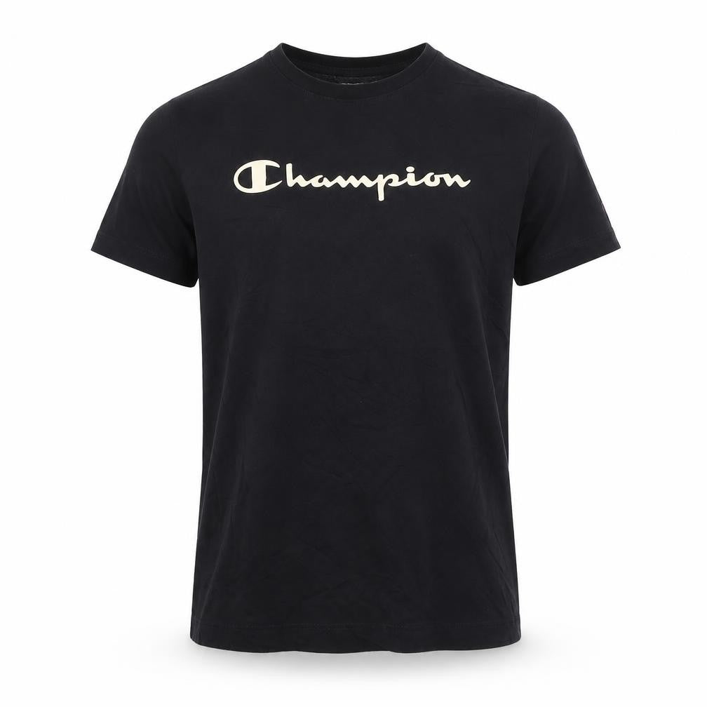 Champion Men's Black Small Logo Graphic Short Sleeve T-Shirt