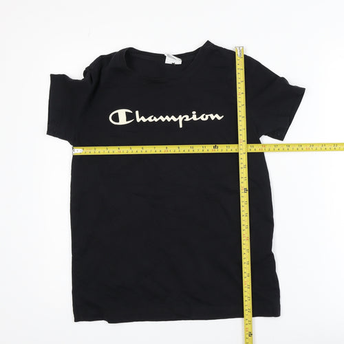 Champion Men's Black Small Logo Graphic Short Sleeve T-Shirt