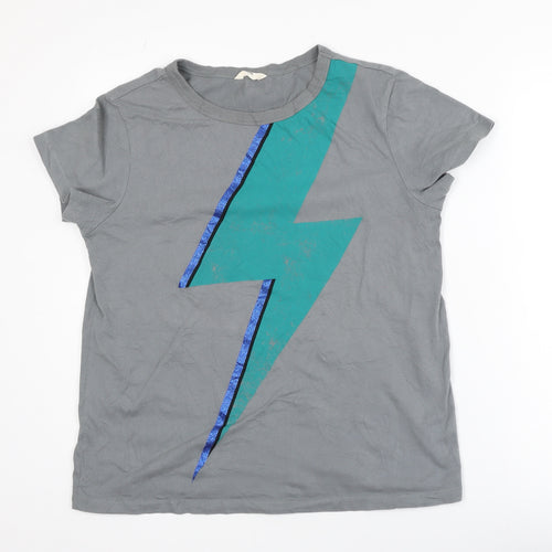 Hush Unisex Adults Grey Lightning Bolt Graphic Cotton T-Shirt S
