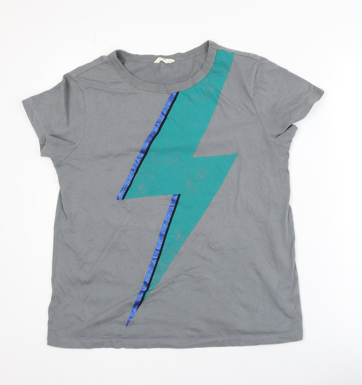 Hush Unisex Adults Grey Lightning Bolt Graphic Cotton T-Shirt S