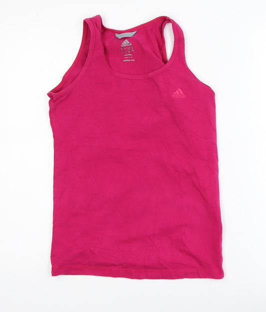 Adidas Women's Pink Racerback Tank Top Size 10 Slim Fit Jersey