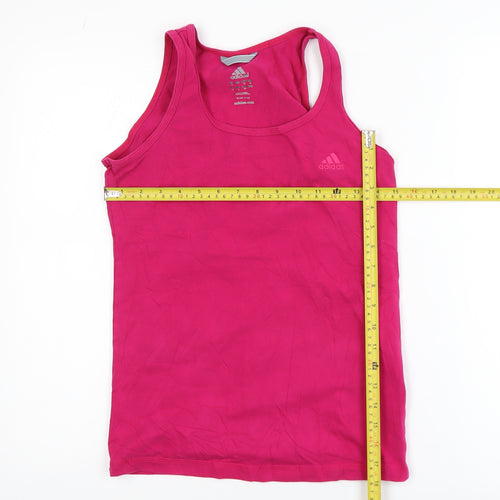 Adidas Women's Pink Racerback Tank Top Size 10 Slim Fit Jersey