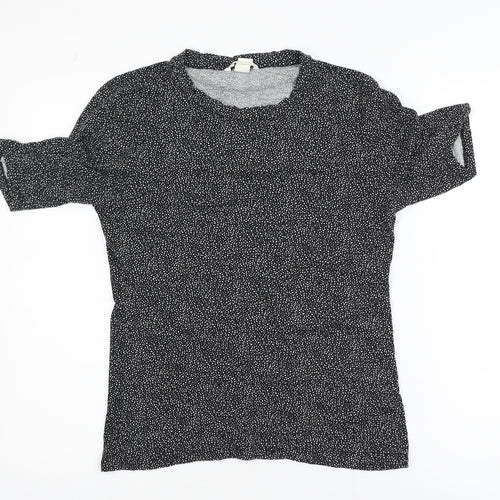 H&M Women’s Black Polka Dot Short Sleeve Viscose T-Shirt M