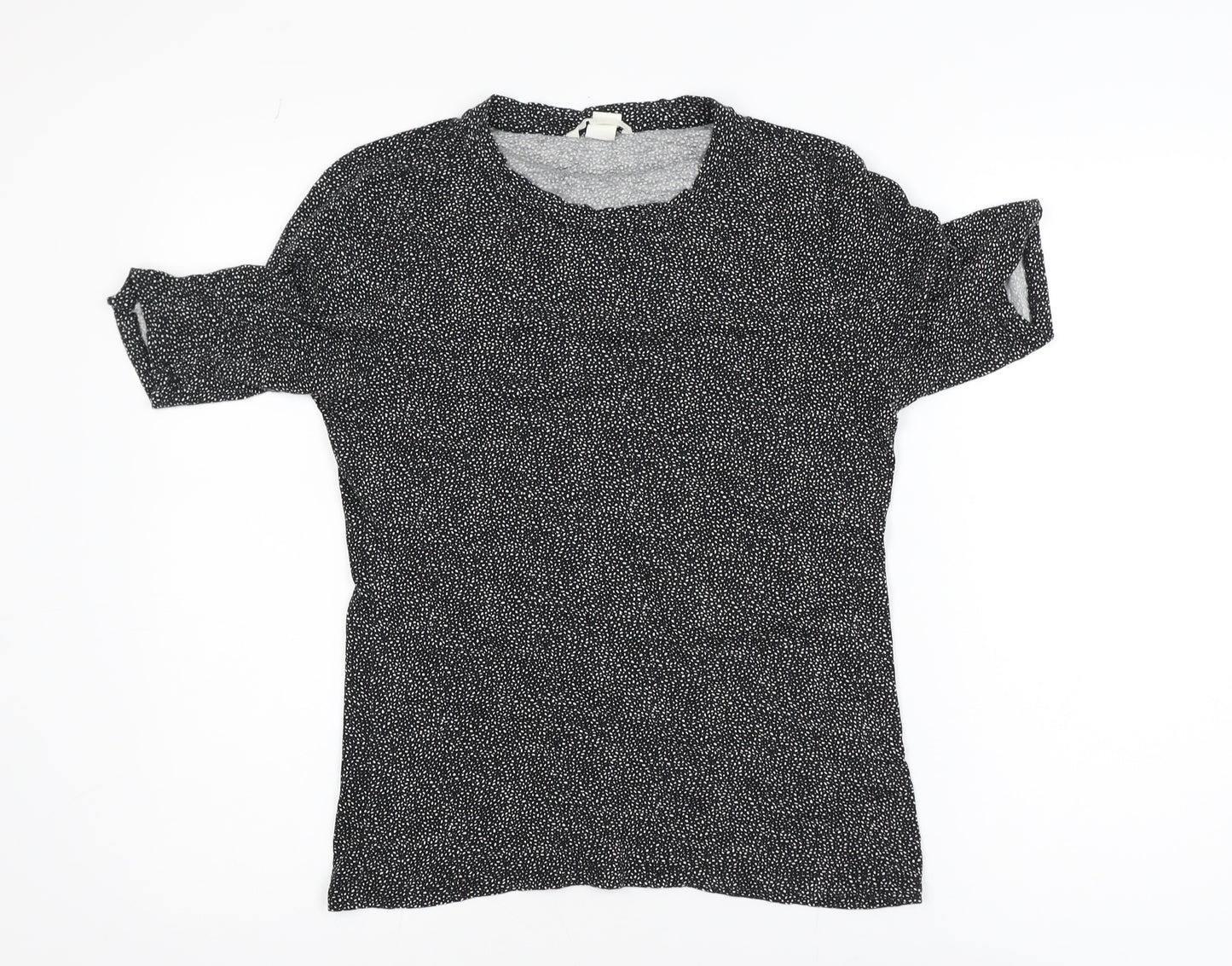 H&M Women’s Black Polka Dot Short Sleeve Viscose T-Shirt M