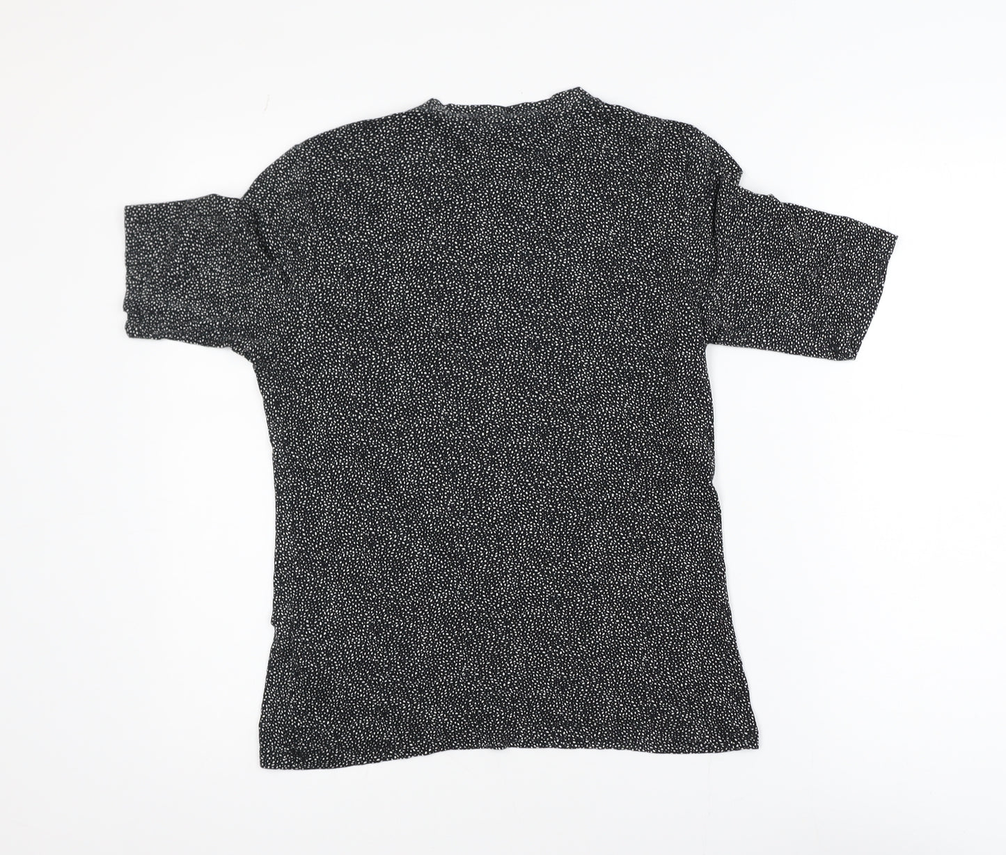 H&M Women’s Black Polka Dot Short Sleeve Viscose T-Shirt M