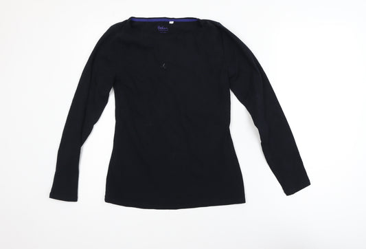 Boden Women’s Black Long Sleeve Boat Neck Cotton Top Size S
