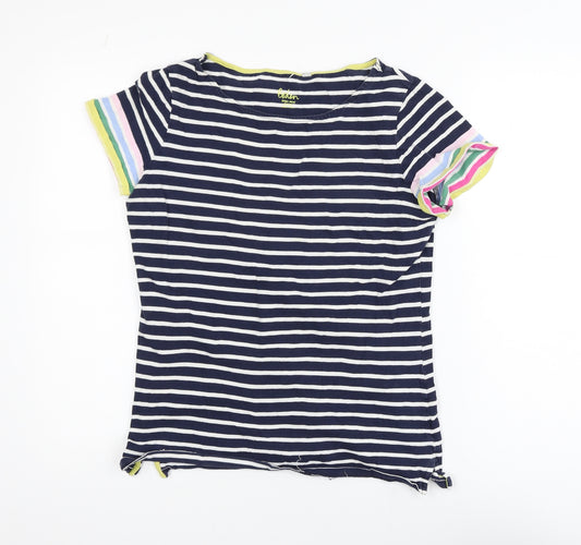 Boden Women Blue Striped Short Sleeve Cotton T-Shirt UK 10