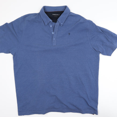 Farah Jeans Men's Blue XL Cotton Blend Short Sleeve Polo Shirt