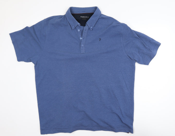 Farah Jeans Men's Blue XL Cotton Blend Short Sleeve Polo Shirt