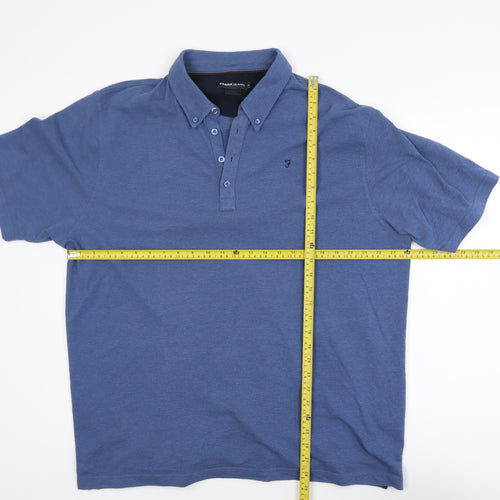 Farah Jeans Men's Blue XL Cotton Blend Short Sleeve Polo Shirt