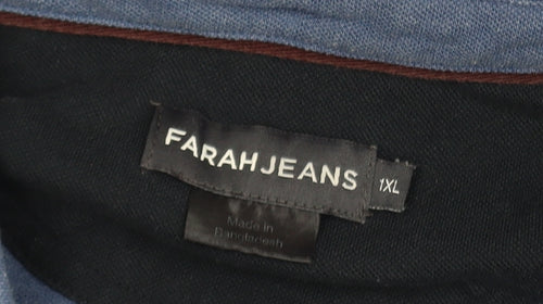 Farah Jeans Men's Blue XL Cotton Blend Short Sleeve Polo Shirt