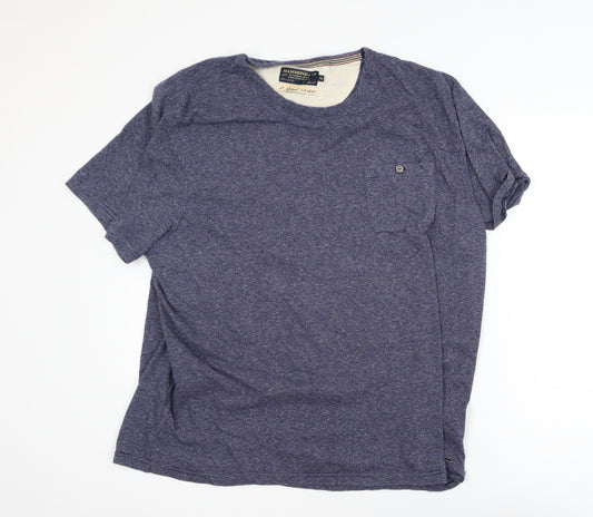 Hammond & Co Men's Blue Striped Cotton Crew Neck T-Shirt XL