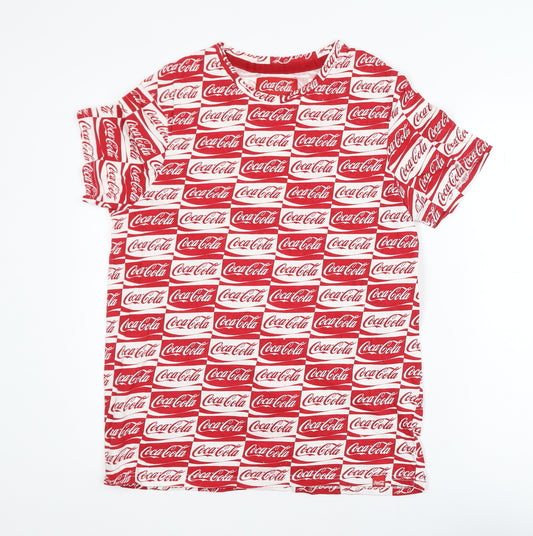 Primark Coca-Cola Red White Graphic Print Men's Medium T-Shirt