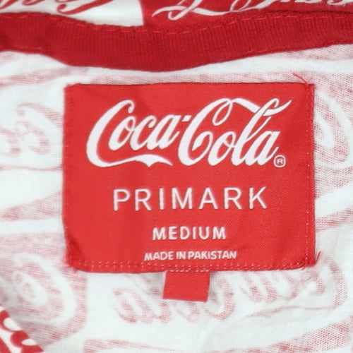 Primark Coca-Cola Red White Graphic Print Men's Medium T-Shirt