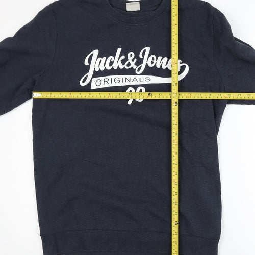 Jack & Jones Mens Blue Graphic Pullover Sweatshirt Size L