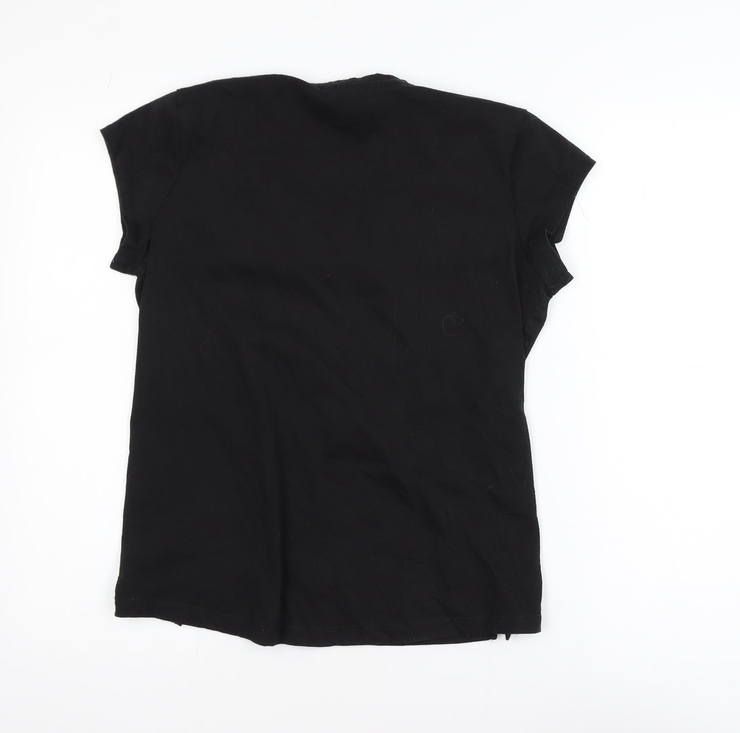 LA Gear Women's Black V-Neck Short Sleeve Cotton T-Shirt Size 14