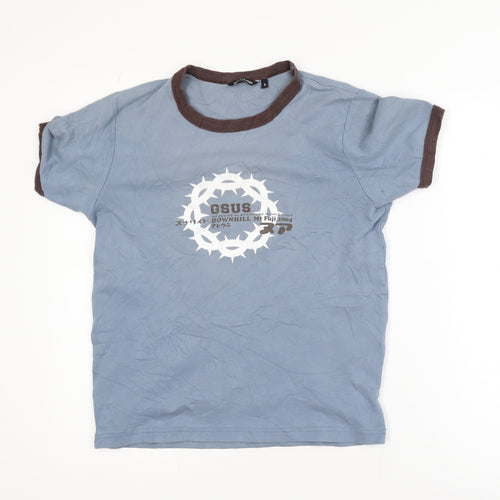 Gsus Industries Women Blue Ringer T-Shirt Size S Casual Jersey