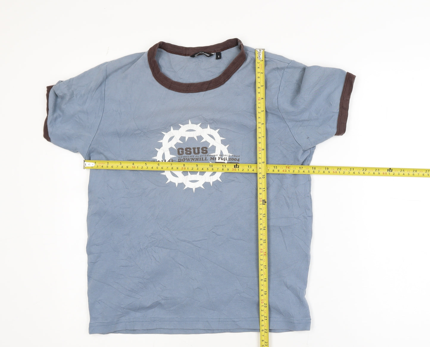 Gsus Industries Women Blue Ringer T-Shirt Size S Casual Jersey