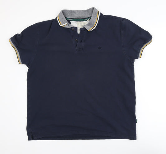 Racing Green Men's Blue Cotton Short Sleeve Polo Shirt L
