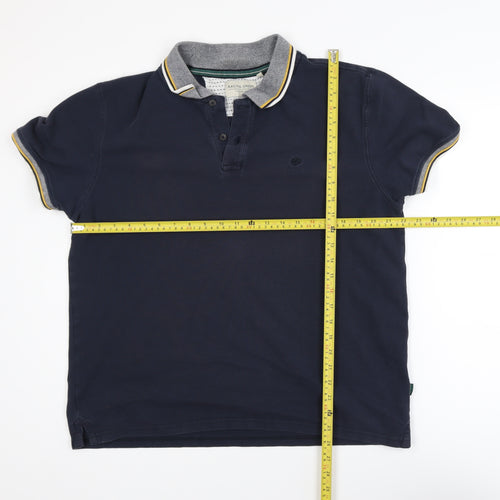 Racing Green Men's Blue Cotton Short Sleeve Polo Shirt L