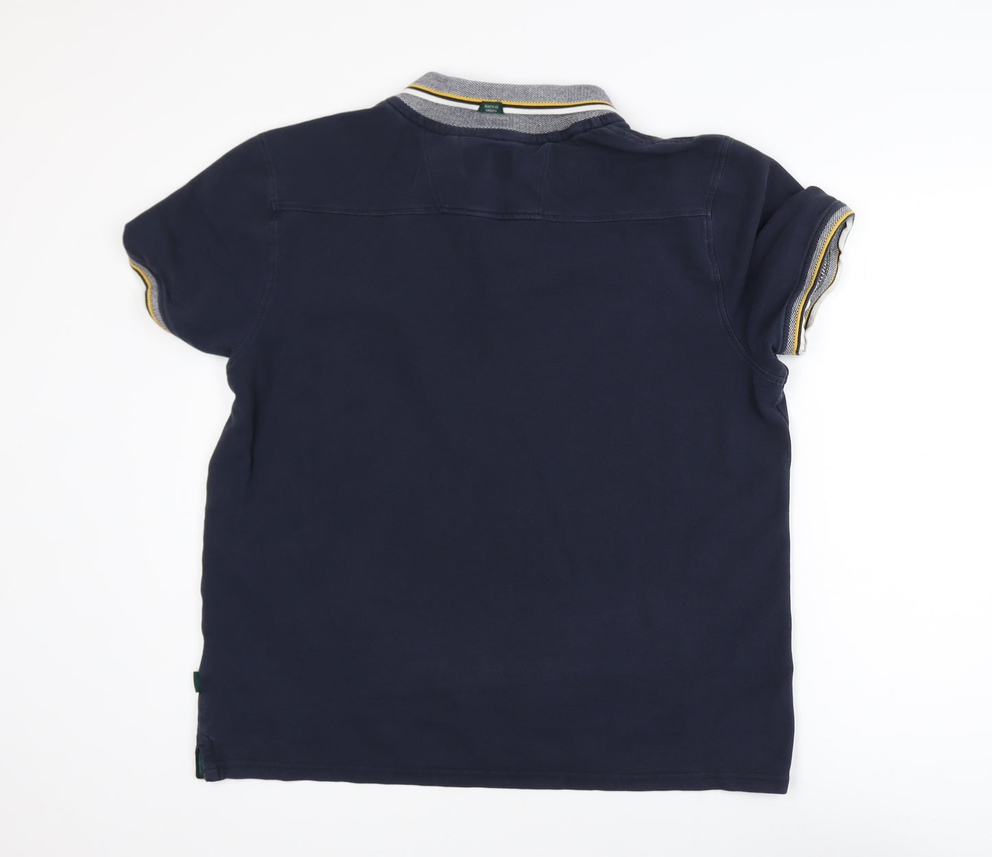 Racing Green Men's Blue Cotton Short Sleeve Polo Shirt L