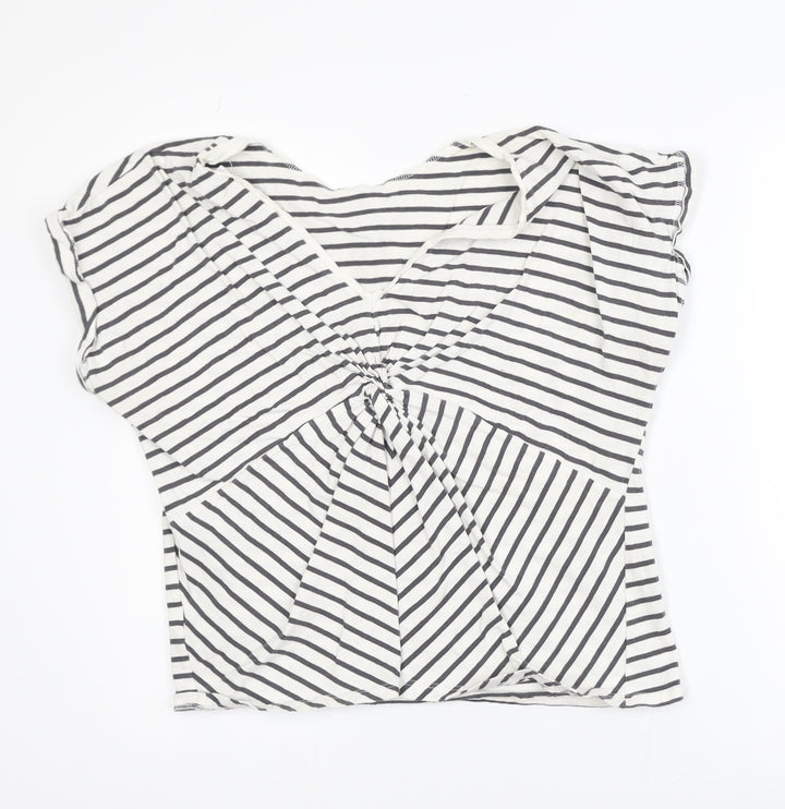 Mint Velvet Womens White Striped Wrap Blouse L